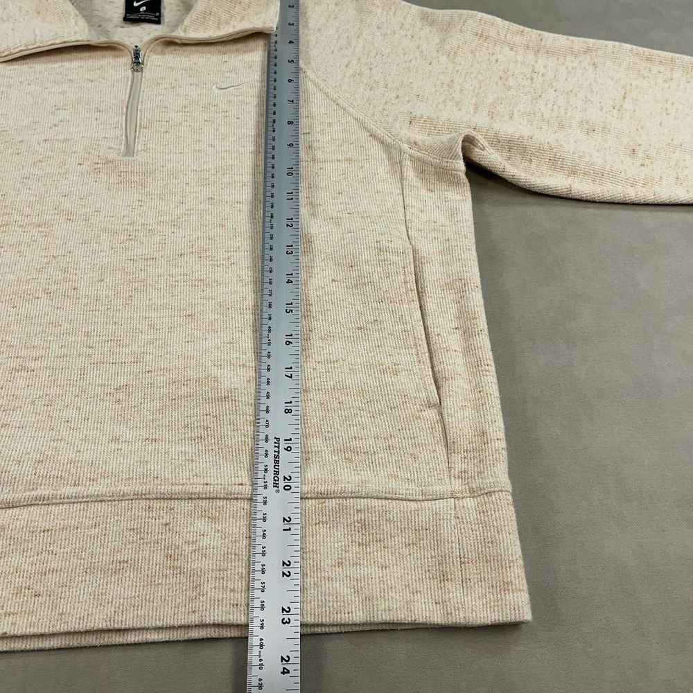 Nike Quarter Zip Mock Neck Pullover Sweater Women's Size Medium Beige Cropped - Picture 8 of 12